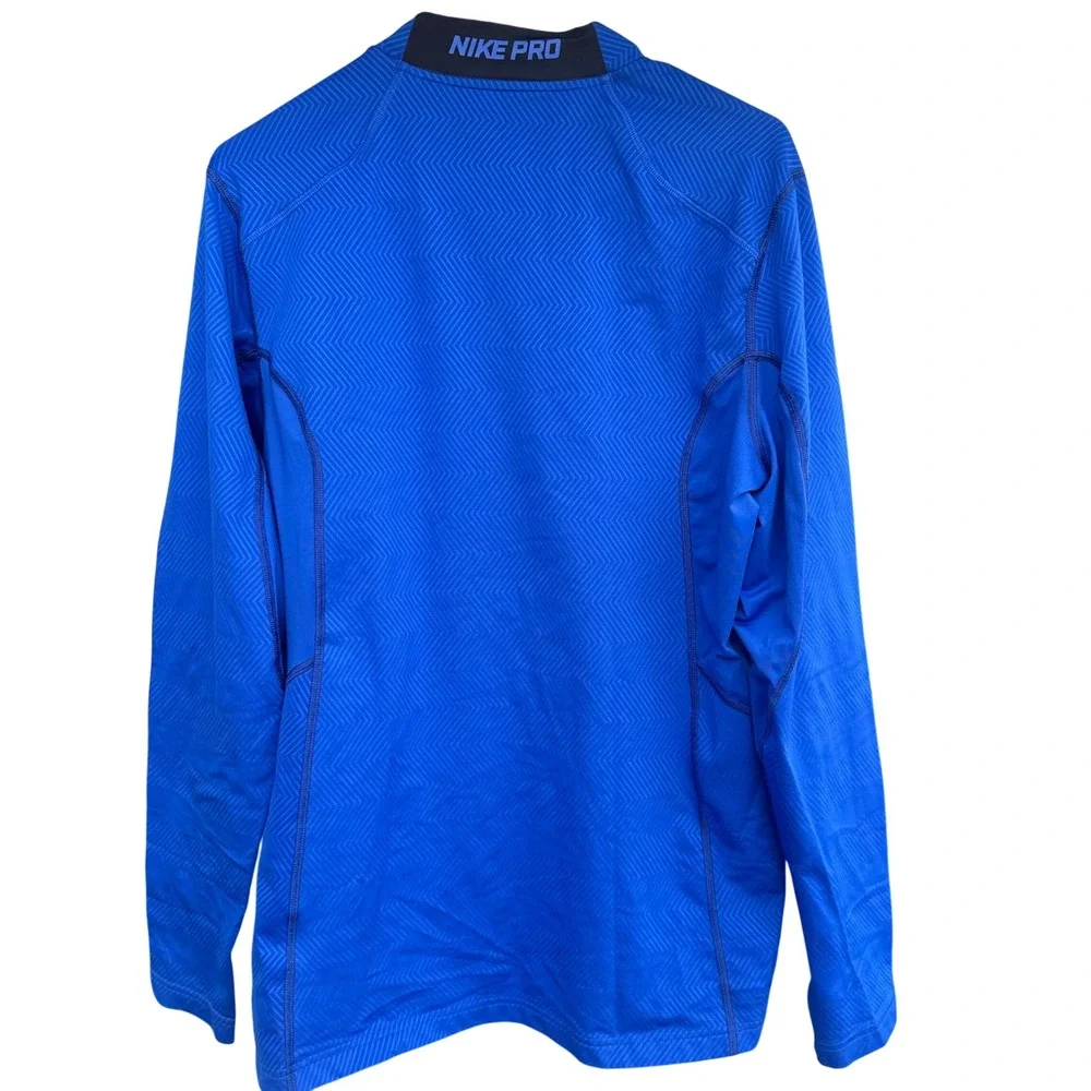 Nike Pro Quarter Zip Pullover Mens‎ Large Blue Fitted Dri-FIT Outdoor Training